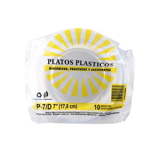 Platos desechables de Pástico Nro. 7, Marca: Plast CA, Modelo